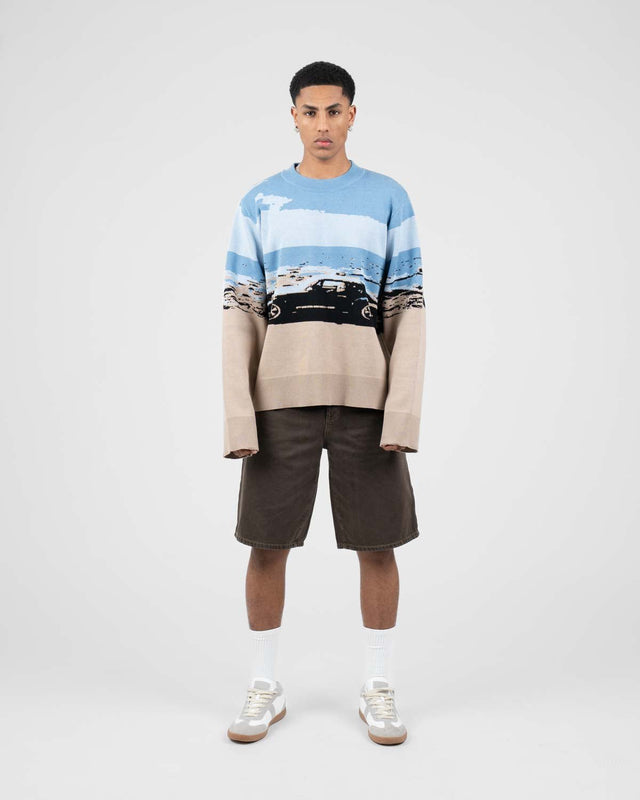 Jaquard Knit Blue Car