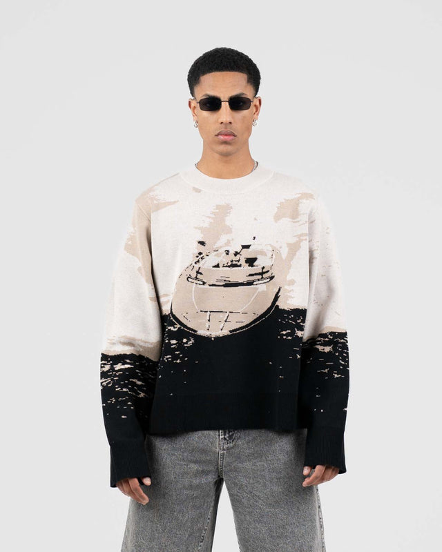 Jaquard Knit Brown Boat