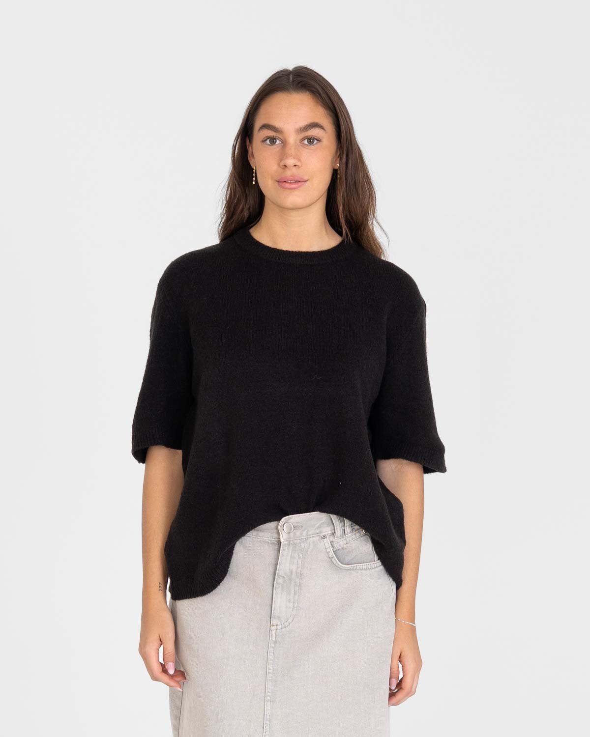 Knitted t-shirt Black | Skagen - clothing.dk