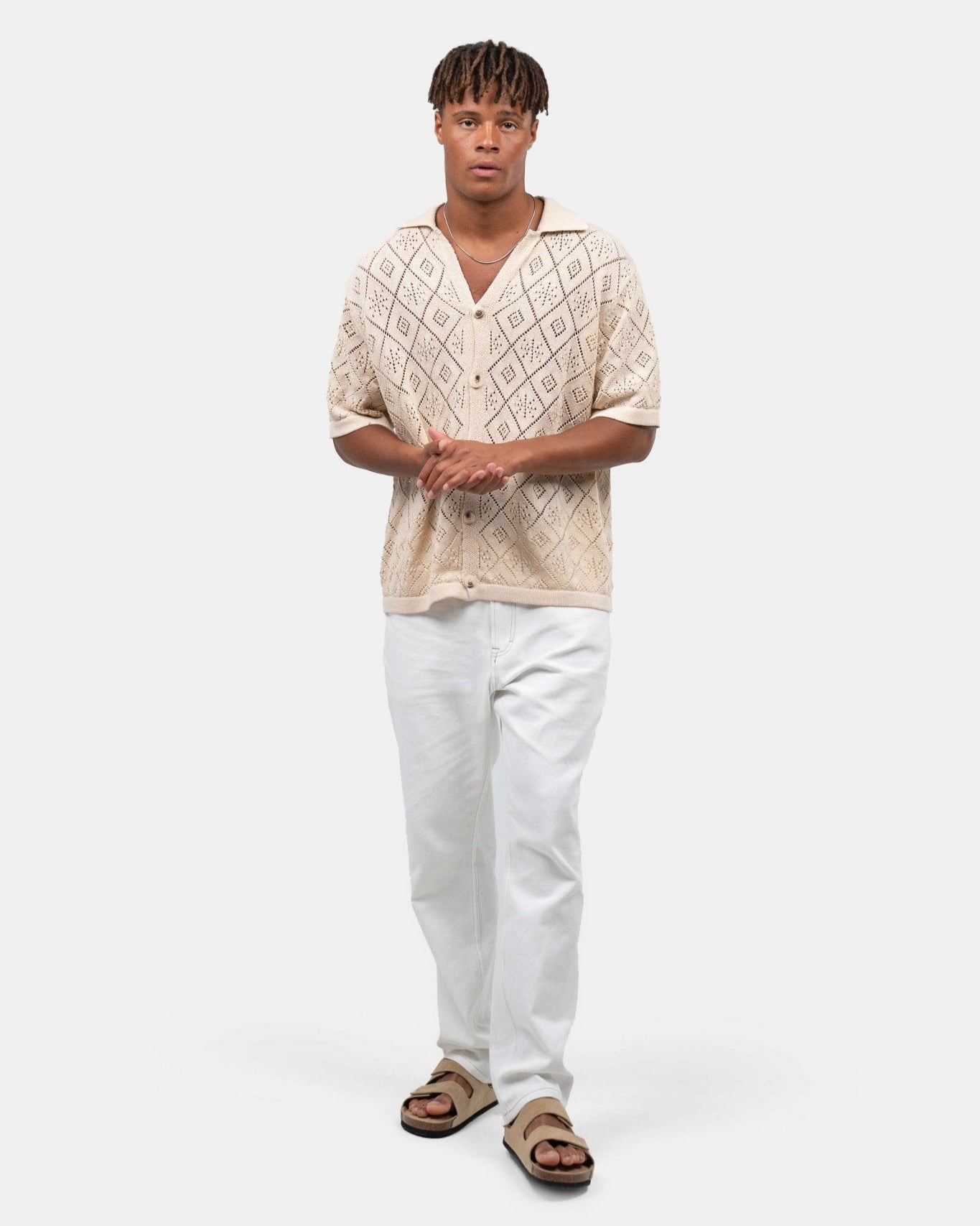 Kortærmet Crochet Skjorte Beige | Skagen - clothing.dk