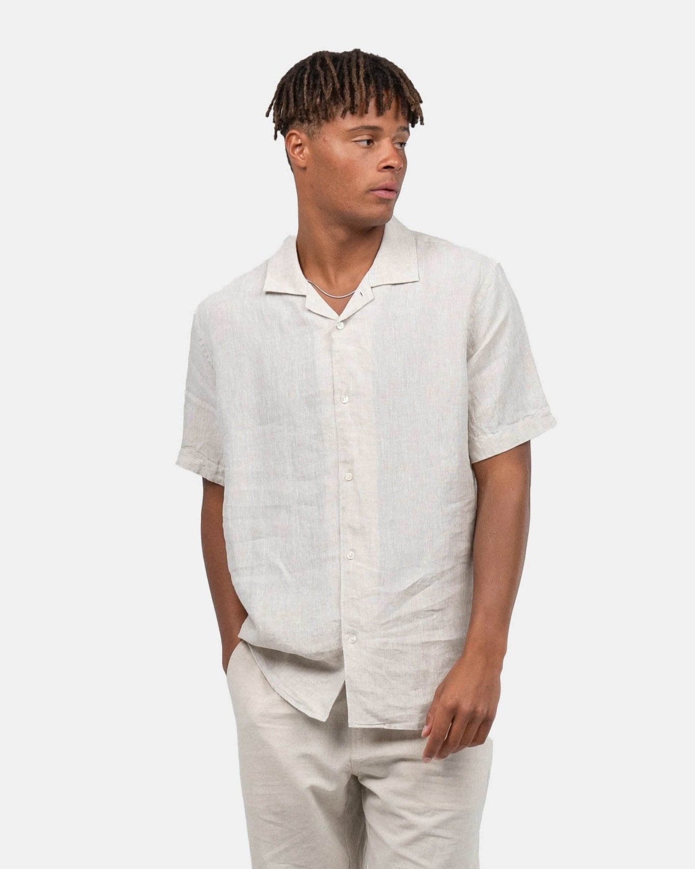 Kortærmet Hørskjorte Beige | Skagen - clothing.dk