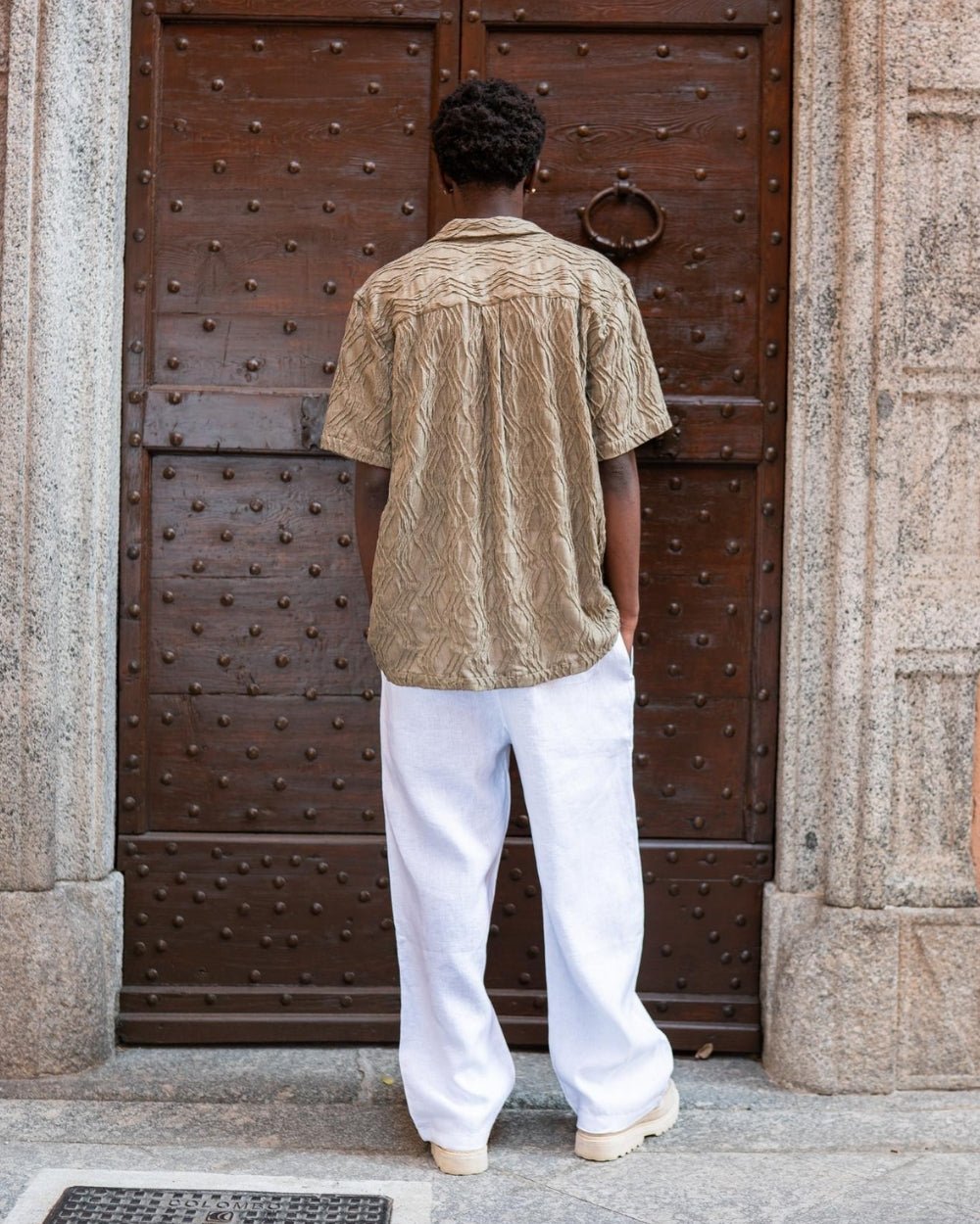 Kortærmet Jacquard Skjorte Army | Skagen - clothing.dk