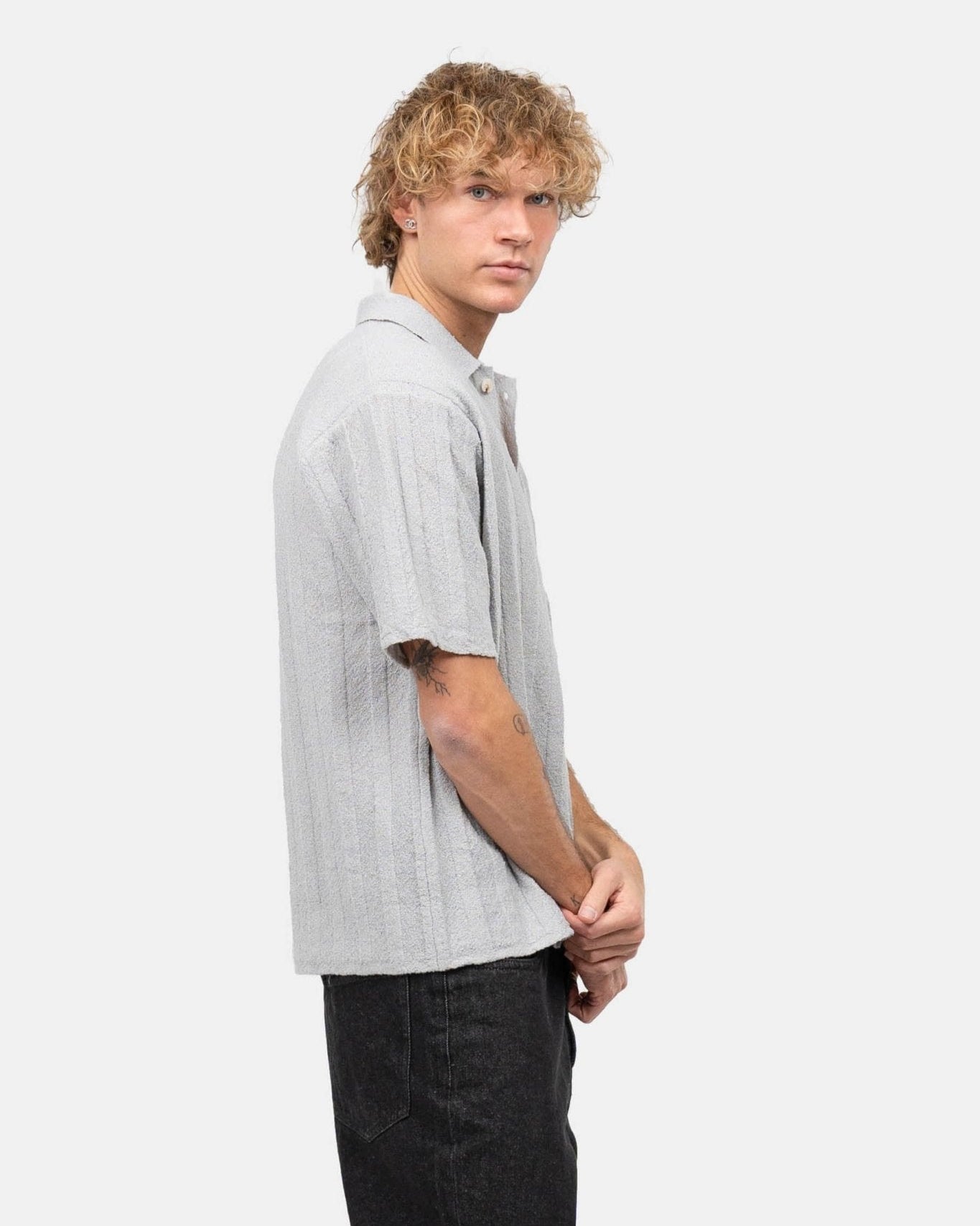 Kortærmet Textured Skjorte Grå | Skagen - clothing.dk