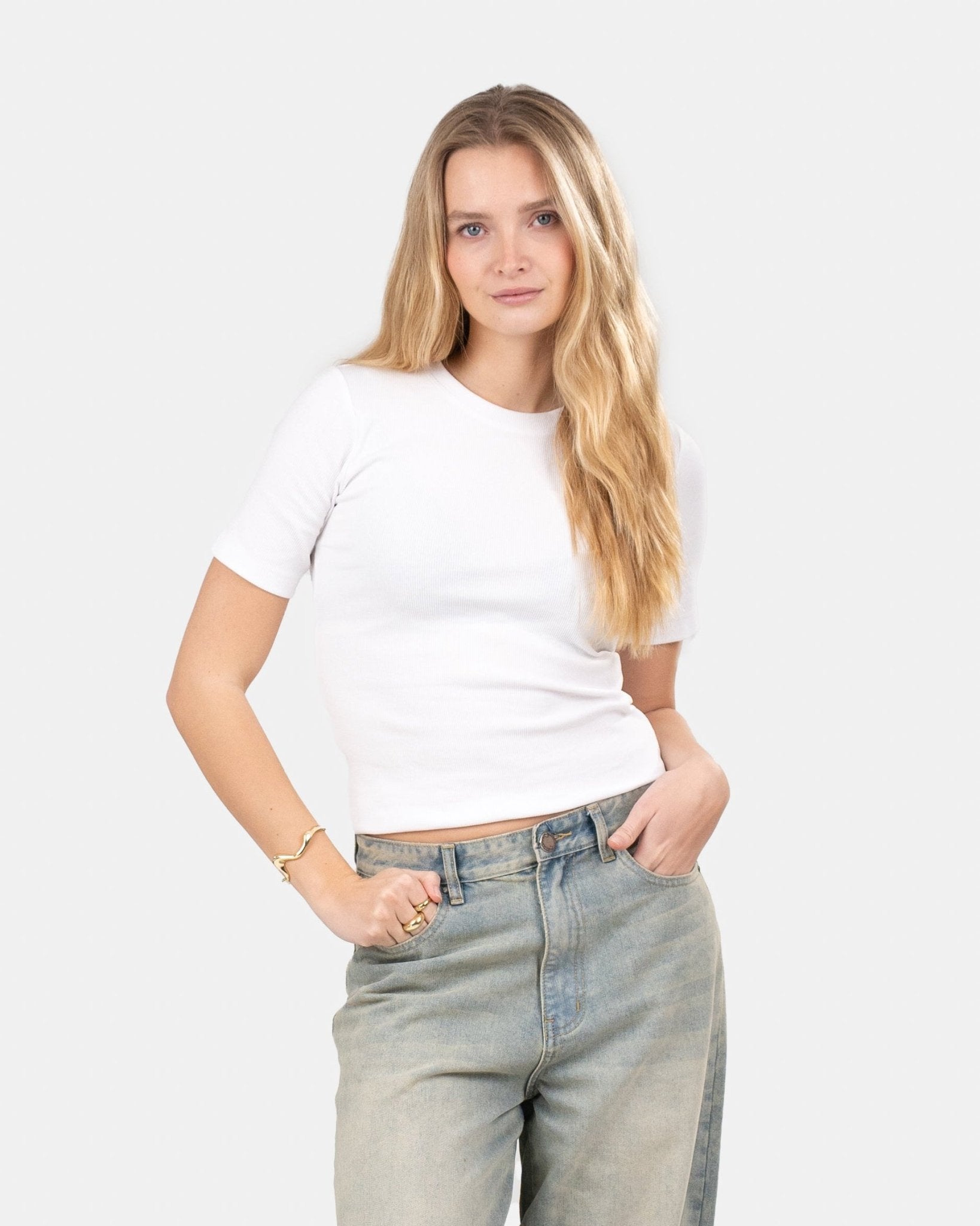 T-shirt With Fitted Sleeves White | Skagen - clothing.dk